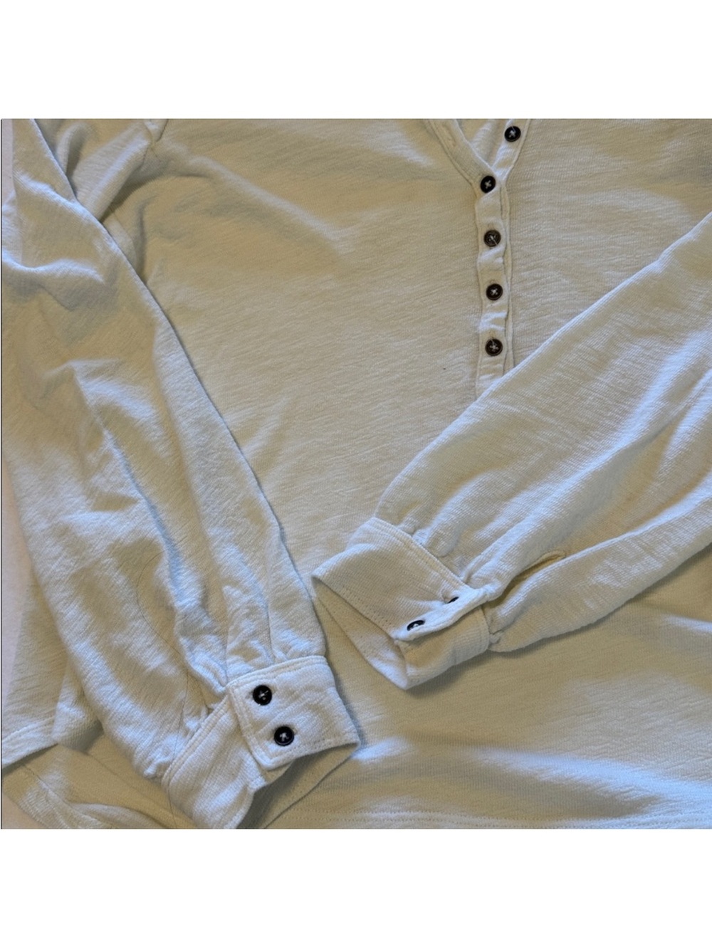 Pilcro Ivory Button-Front Ruffle Shoulder Top - Picture 11 of 11